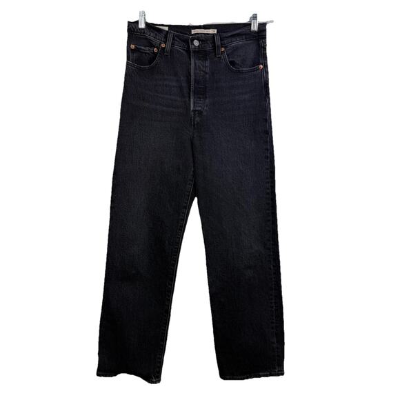 Levi’s Premium Ribcage Straight Ankle Charcoal Jeans Size 28 Buttonfly High Rise - Picture 1 of 12